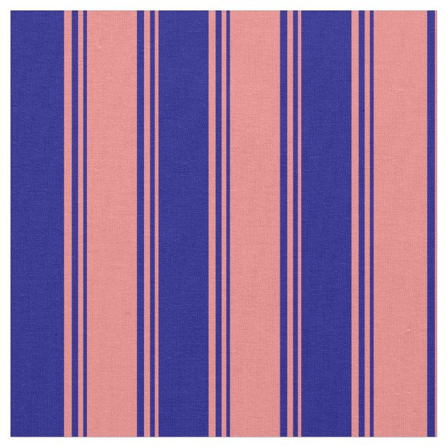 Tissu Corail clair et lignes bleues (Fermer)