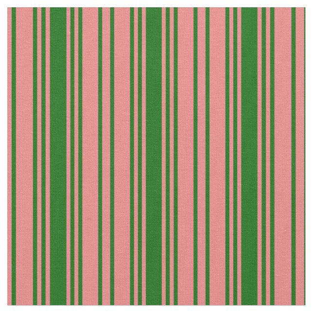 Tissu Corail clair et vert foncé Lignes/Motif de rayures (Fermer)