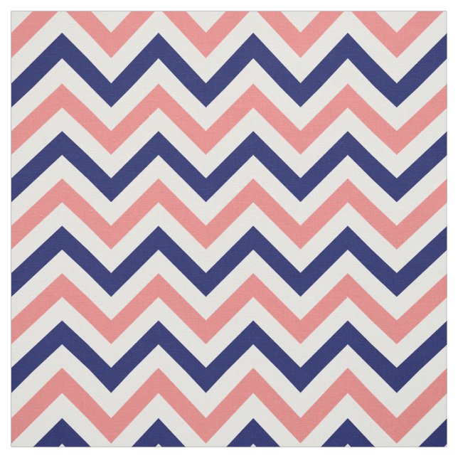 Tissu Corail clair, Marine, Blanc LG Chevron ZigZag Sz6 (Échantillon)