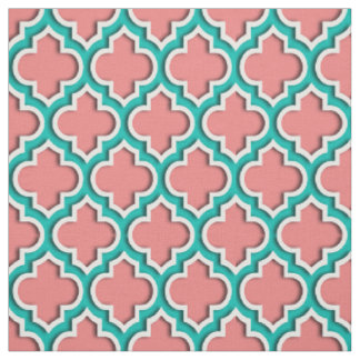 Tissu Corail clair, Quatrefoil marocain Turquoise #5DS