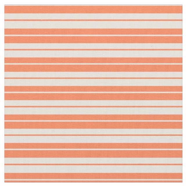Tissu Corail et beige couleur rayé/lin Motif (Fermer)