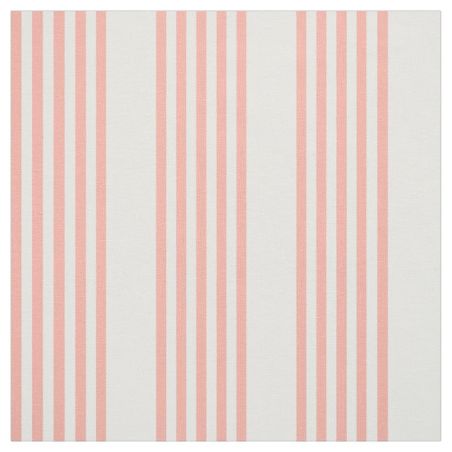 Tissu Corail et blanc cinq bandes motif (Échantillon)