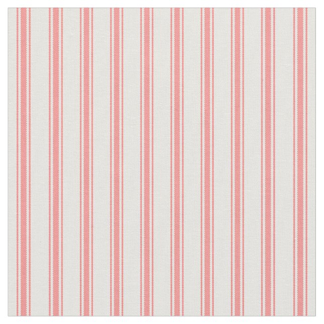 Tissu Corail et Blanc Classic Ticking Stripes (Fermer)
