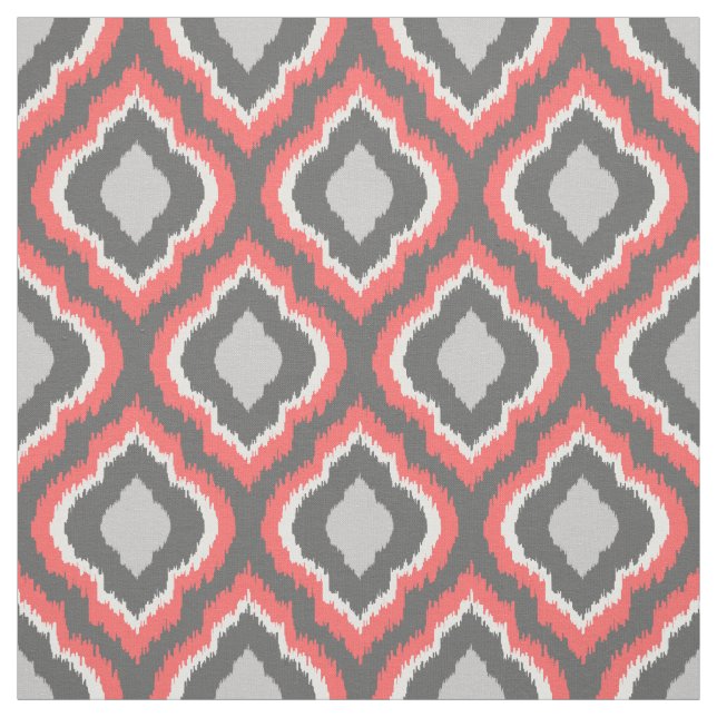 Tissu Corail et gris Ikat marocain (Échantillon)