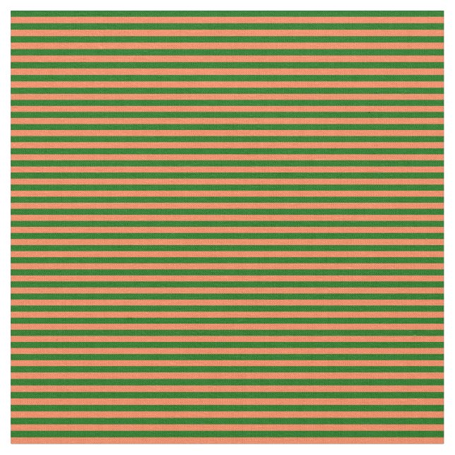 Tissu Corail et Motif rayé de couleur vert foncé (Fermer)