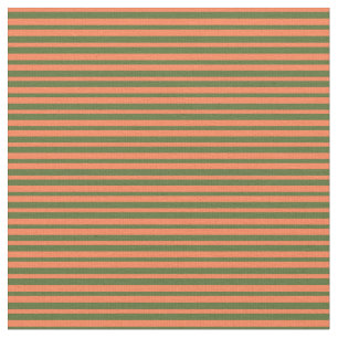 Tissu Corail et Motif vert foncé d'olive
