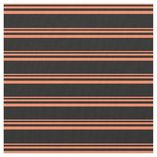 Tissu Corail et noir Motif de rayures (Fermer)