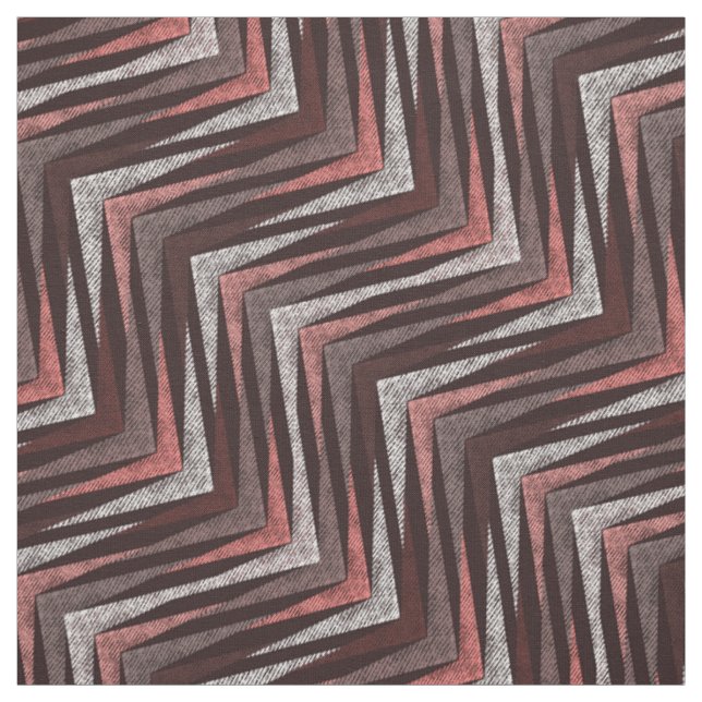 Tissu Corail, gris, motif brun zigzag. (Échantillon)
