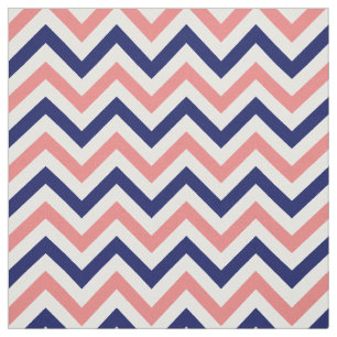 Tissu Corail léger, marine, zigzag blanc Sz6