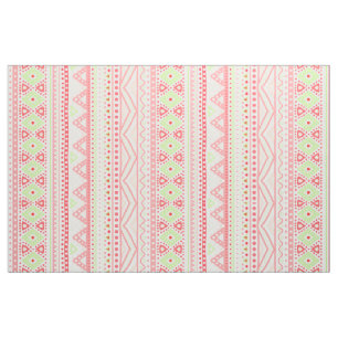 Tissu Corail Rouge rose Lime Vert Aztec Zigzag Motif