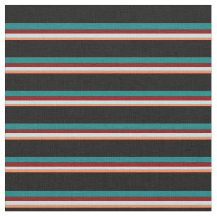 Tissu Corail, Turquoise, Rouge foncé, Turquoise et noir