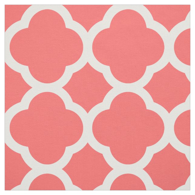 Tissu Coral Moderne Quatrefoil Grande Échelle (Échantillon)