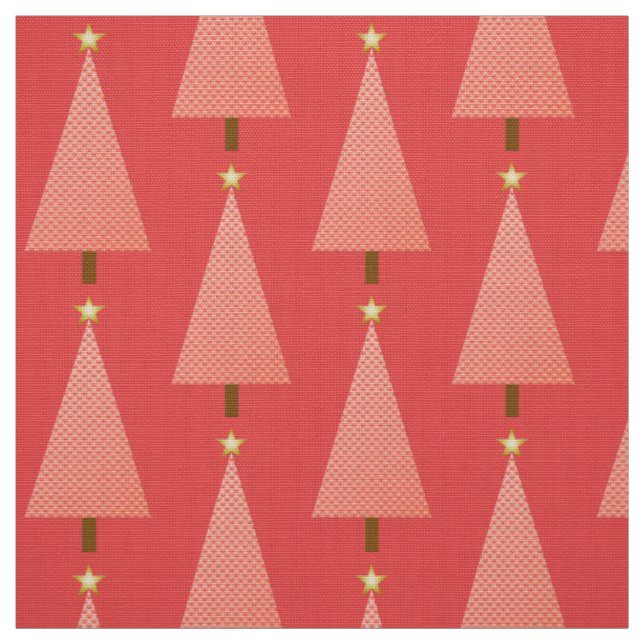 Tissu Coral polka dot moderne sapin de Noël (Échantillon)