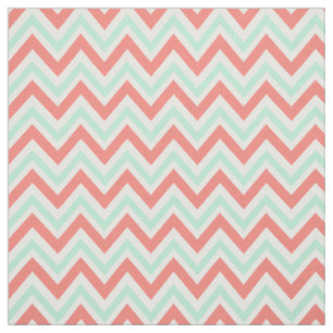 Tissu Coral rose et menthe vert Chevron Motif