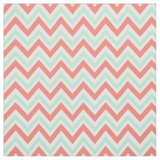 Tissu Coral rose et menthe vert Chevron Motif