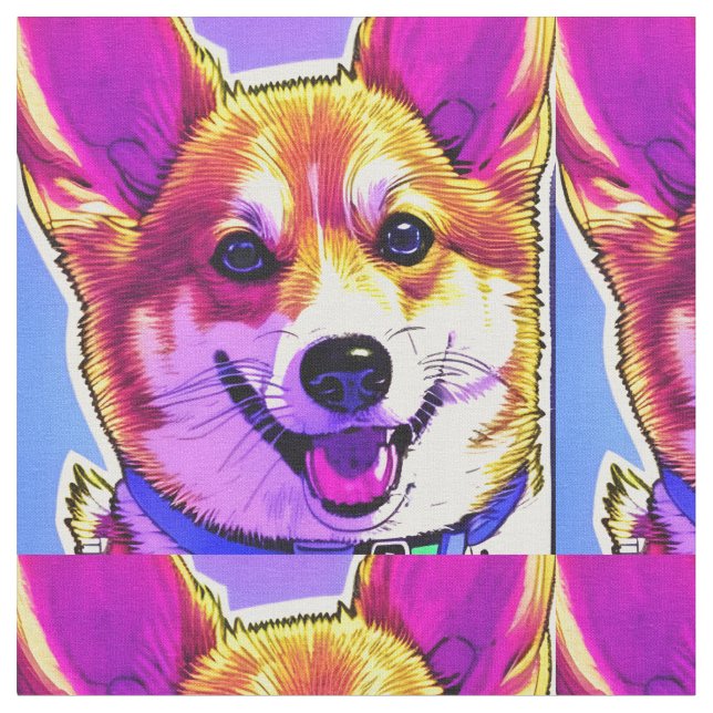 Tissu Corgi, couleurs vives et audacieuses (Fermer)