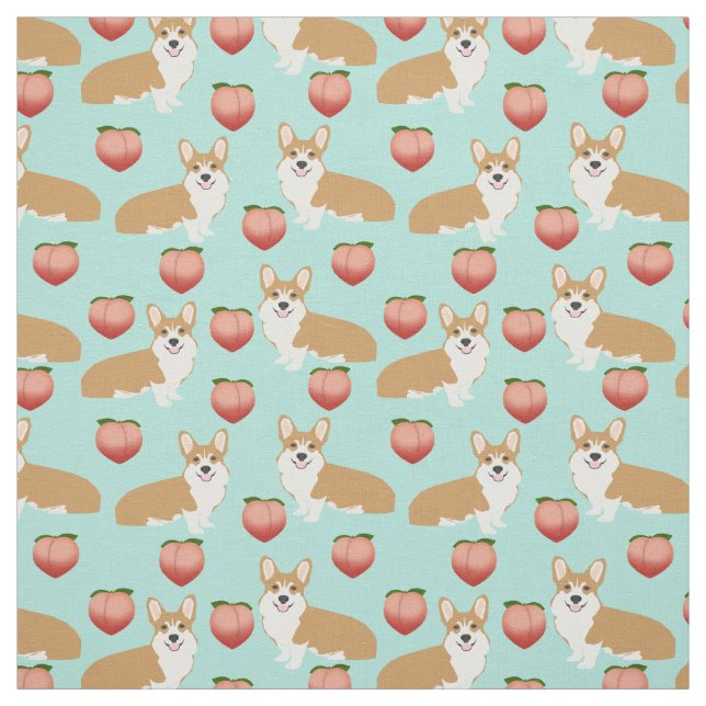 Tissu Corgi Emoji Fabric - joli cul de corgis de pêche (Échantillon)