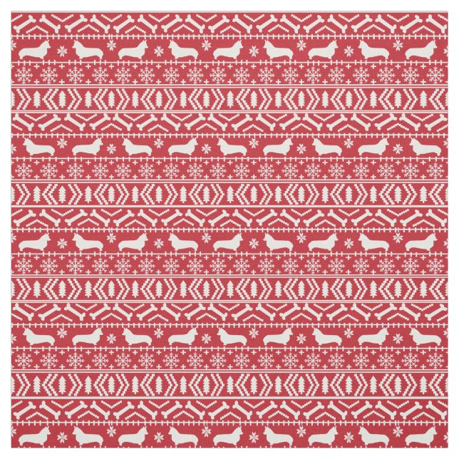 Tissu Corgi Fair Isle Fabric - jolie conception de chien (Échantillon)