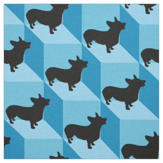 Tissu Corgi sur les cubes bleus