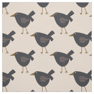 Tissu Corneilles noires Prim sur Arrière - plan pointill