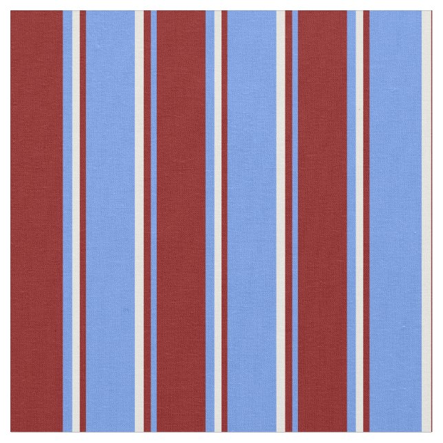 Tissu Cornouailles Bleues, Maroon & Blancs (Fermer)