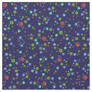 Tissu Coronavirus sur Royal Blue. Arrêtez la propagation