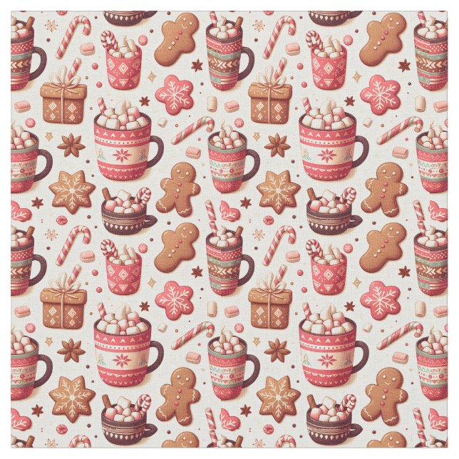 Tissu Cosy Christmas Cocoa and Gingerpain Motif (Fermer)