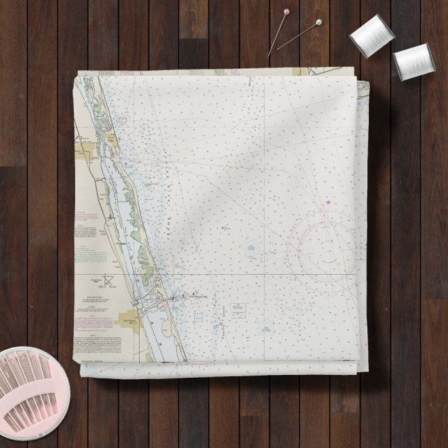 Tissu Côte Est Floride ⚓ Carte Nautique Authentic (East Coast Florida ⚓ Authentic Nautical Chart -- Choose from 7 Fabric Types)
