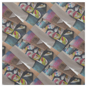 Tissu Coton en bois et graffiti