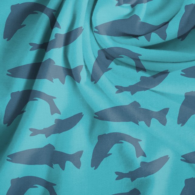 Tissu Coton Motif Truite Bleue (Créateur téléchargé)