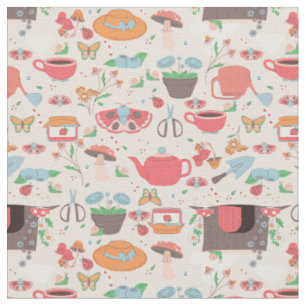 Tissu cottagecore fraise fraise confiture jardin lunaire