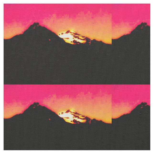 Tissu Coucher de soleil de la montagne rouge (Fermer)