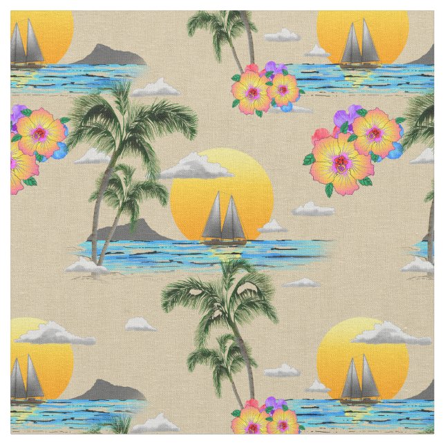 Tissu Coucher de soleil sur l'île d'Hawaii (Fermer)