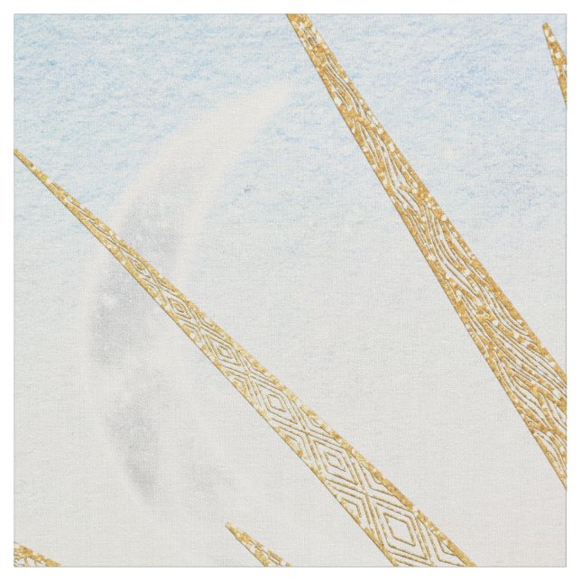 Tissu Coucher d'or Soleil Mandala Aquarelle Mer (Fermer)