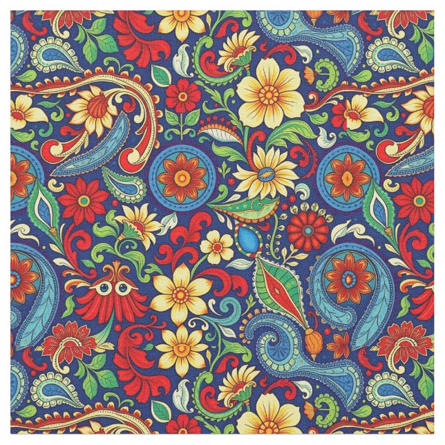 Tissu Couleur arc-en-ciel Paisley (Fermer)