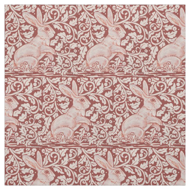 Tissu Couleur de rouille Rabbit & Feuilles Fabricant (Échantillon)