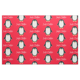 Tissu Couleur et texte faits sur commande de pingouin de