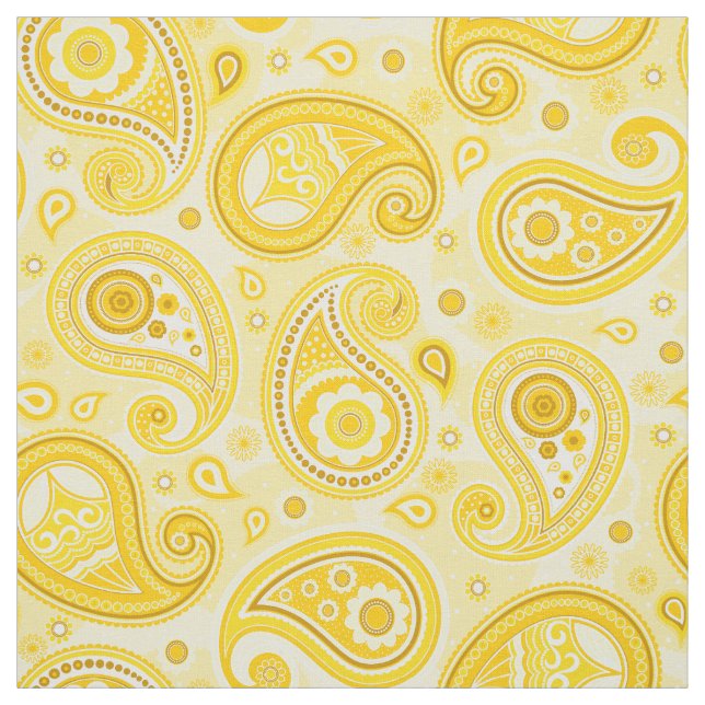 Tissu Couleur jaune motif Paisley (Échantillon)