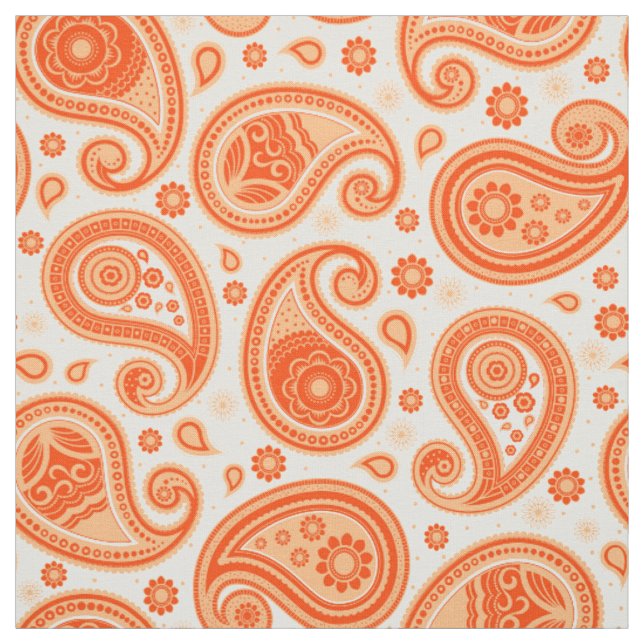 Tissu Couleur orange motif Paisley (Échantillon)