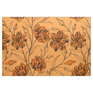 Tissu Couleurs d'automne Fleurs vintages motif