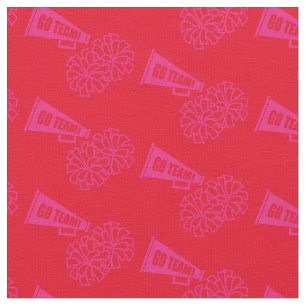 Tissu Couleurs de l'école de pom-pom girl rose et rouge