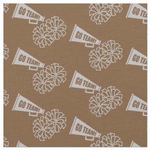 Tissu Couleurs de l'école pom-pom girl gris argent et Br
