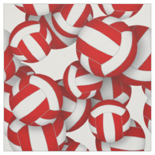 Tissu couleurs d'équipe rouge et blanc volleyballs motif