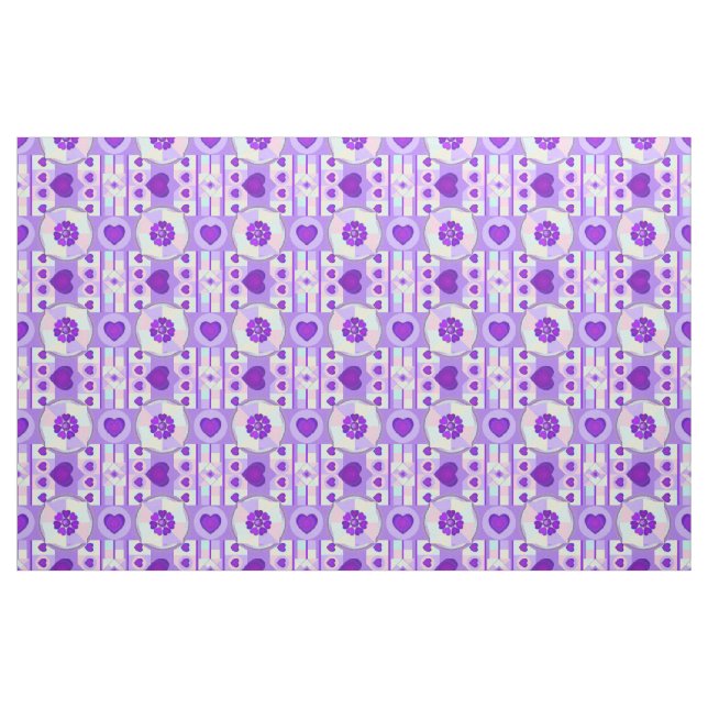 Tissu Couleurs pastel & coeurs violets battre (Fat Quarter)