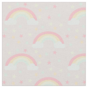 Tissu Couleurs pastel doux rose arc-en-ciel & étoiles Cl