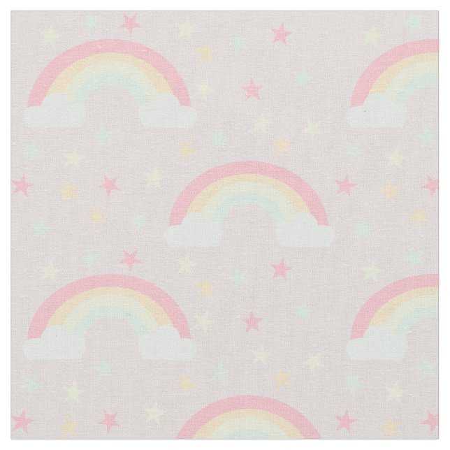 Tissu Couleurs pastel doux rose arc-en-ciel & étoiles Cl (Fermer)