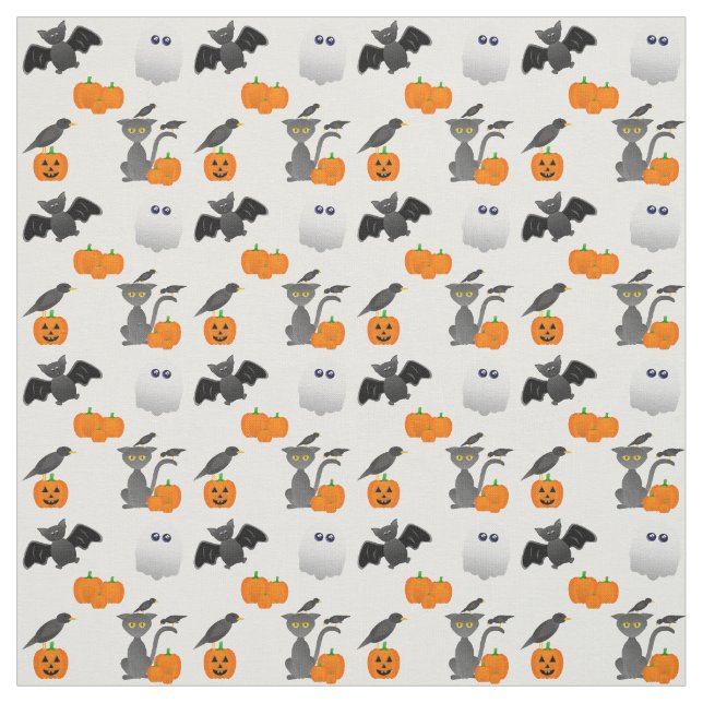Tissu Coupable personnage d'Halloween Bat, chat, citroui (Échantillon)