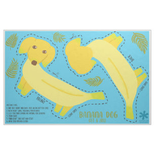 Tissu Coupe de chien de banane mignonne et de Plushie de