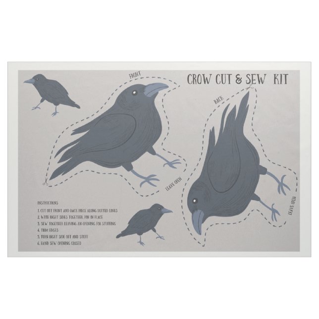 Tissu Coupe de Corbeau noir et Plushion à coudre (Fat Quarter)