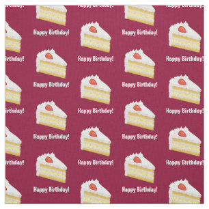 Tissu Coupe de gâteau et joyeux anniversaire ou tout tex